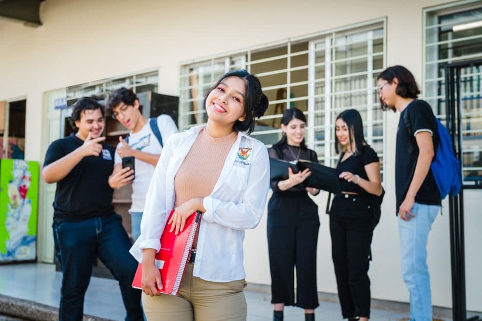 group of students at university campus in mexico