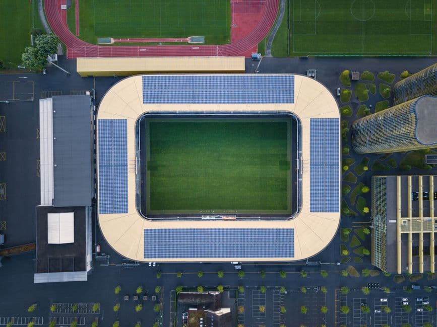 Vista de un estadio captada con un dron