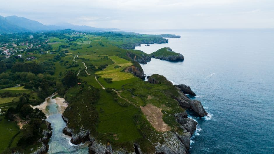 Paisaje costero verde con acantilados y mar azul, en la sala de chat de Galdakao