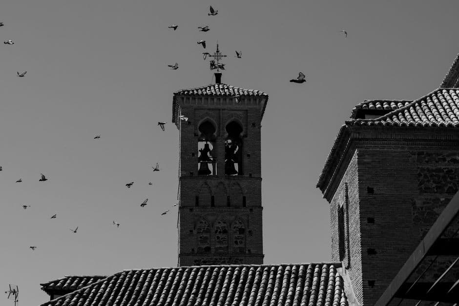 Torre histórica de Toledo con aves volando sobre ella, en el chat de Picanya
