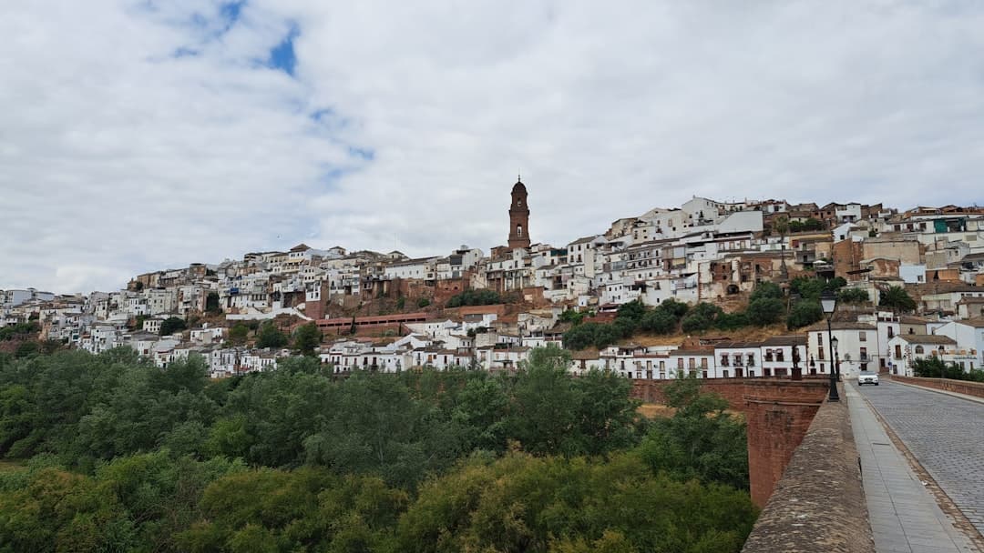 Vista de la ciudad desde un puente, con edificios y río, en el chat de Montoro