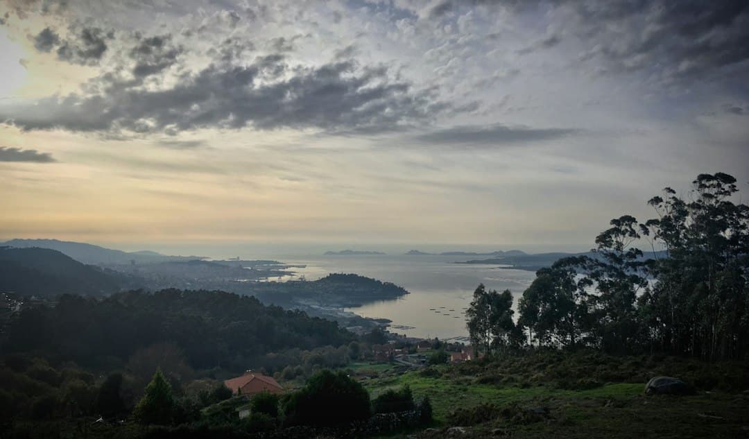 Vista de una masa de agua desde una colina, en el chat de Ortuella
