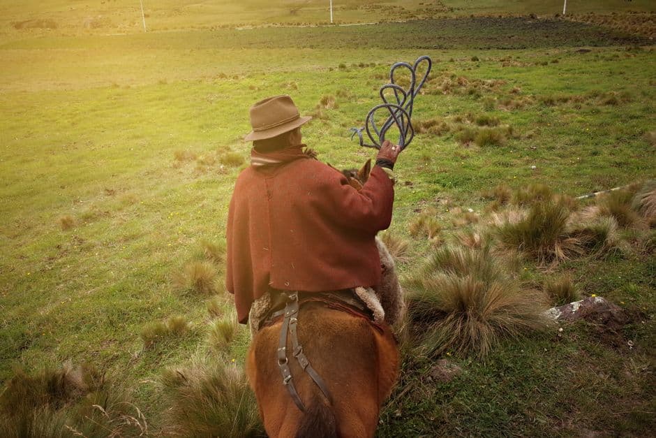 Vaquero a caballo, en el chat de Chone