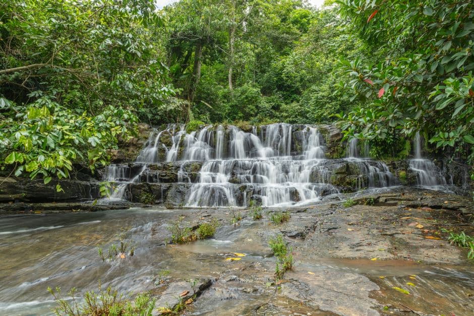 Cascada tranquila en la selva frondosa de Costa Rica, en el chat de Aguas Zarcas