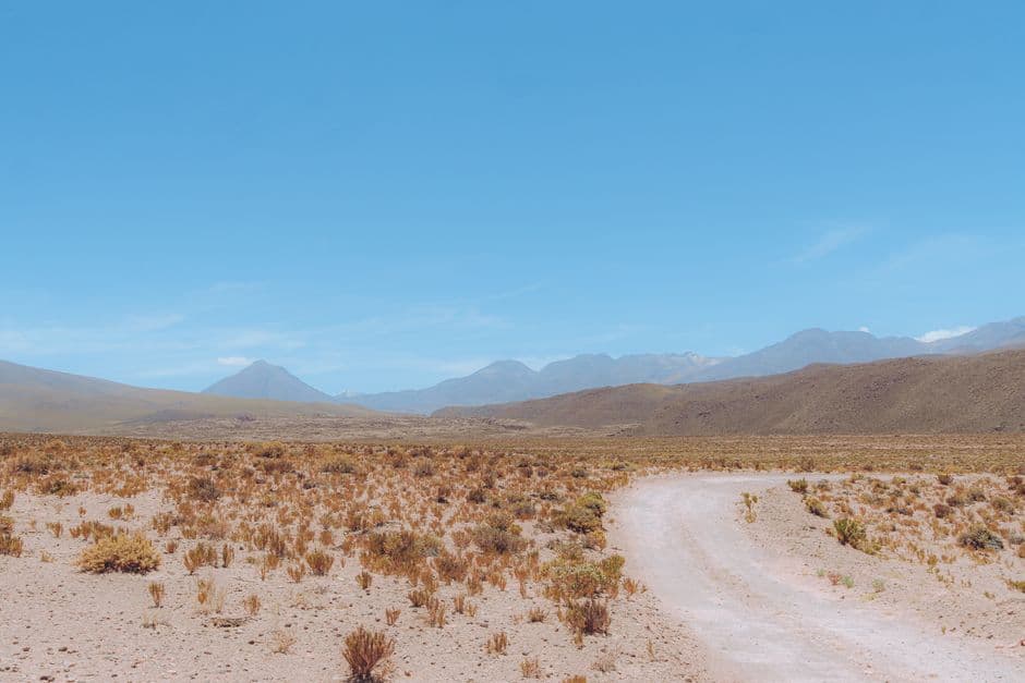 Carretera que cruza un paisaje árido de Chile, en el chat de Hualqui