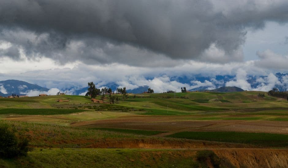 Campo de hierba verde bajo un cielo nublado, en el chat de Curahuasi