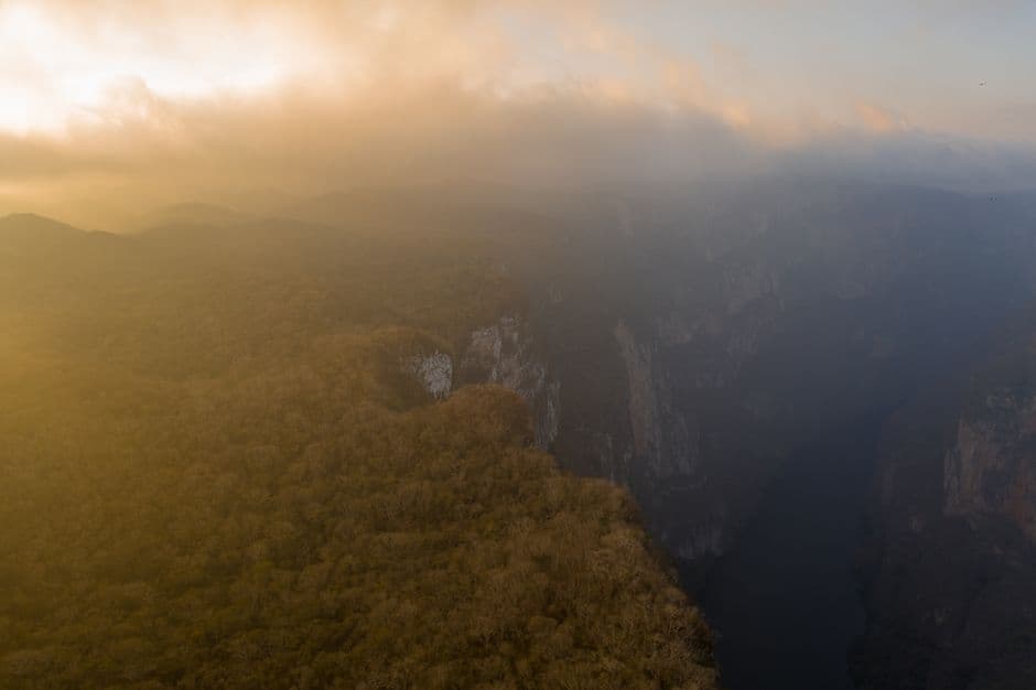 Vista aérea de un paisaje, en el chat de Ostuacán