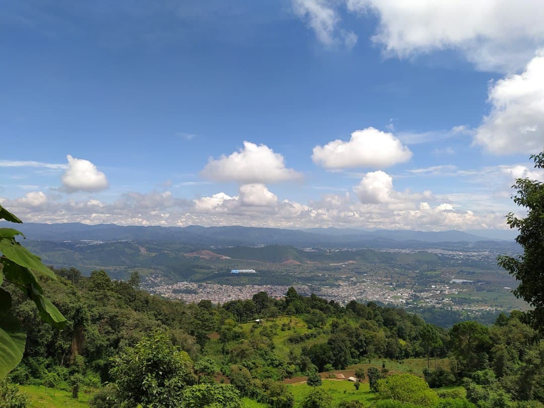 Árboles verdes bajo nubes blancas y cielo azul de día, en el chat de San Cristóbal Cucho