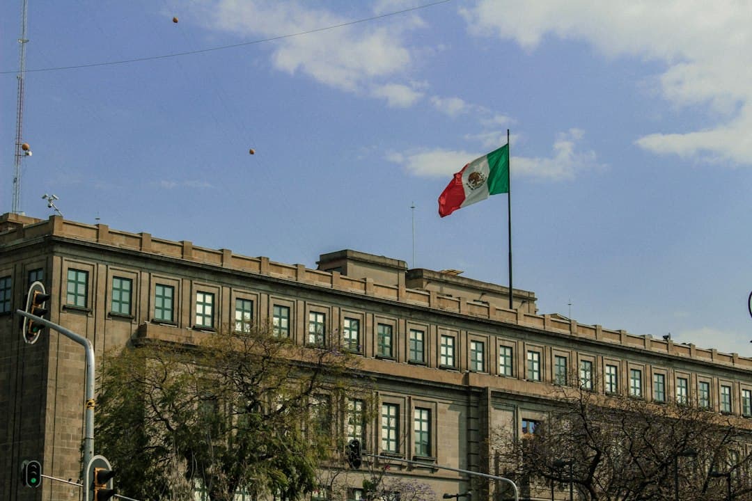 Edificio con bandera ondeando en la azotea, en la sala de chat de Soyaniquilpan de Juárez