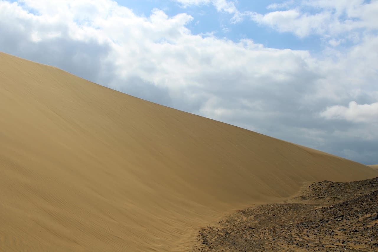 Dunas de arena onduladas bajo un cielo claro, en el chat de Seboruco