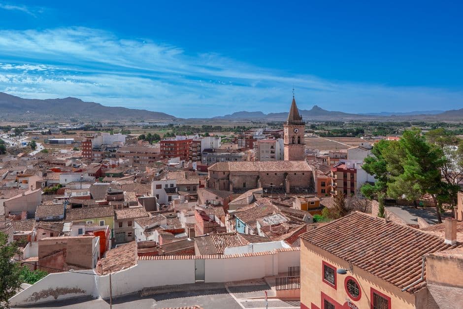 Vista aérea del centro histórico de Villena, en la sala de chat de Villena