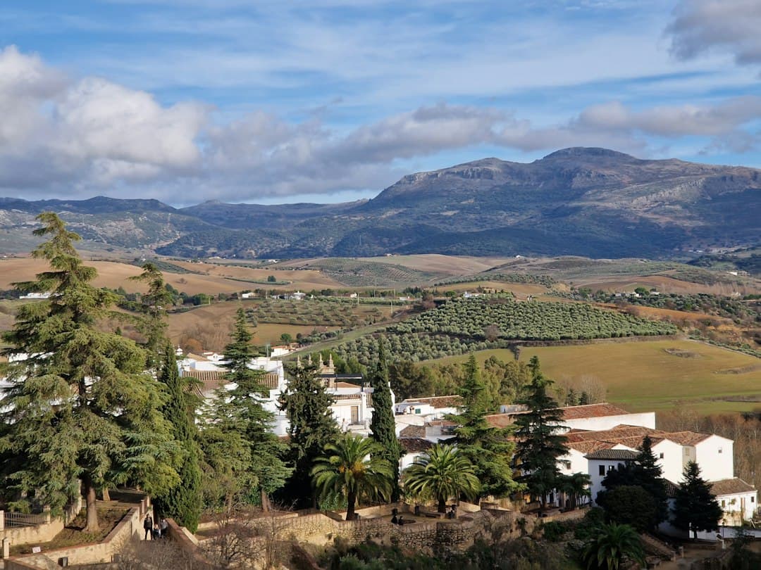 Vista de un pueblo con montañas al fondo, en el chat de San Juan de Aznalfarache