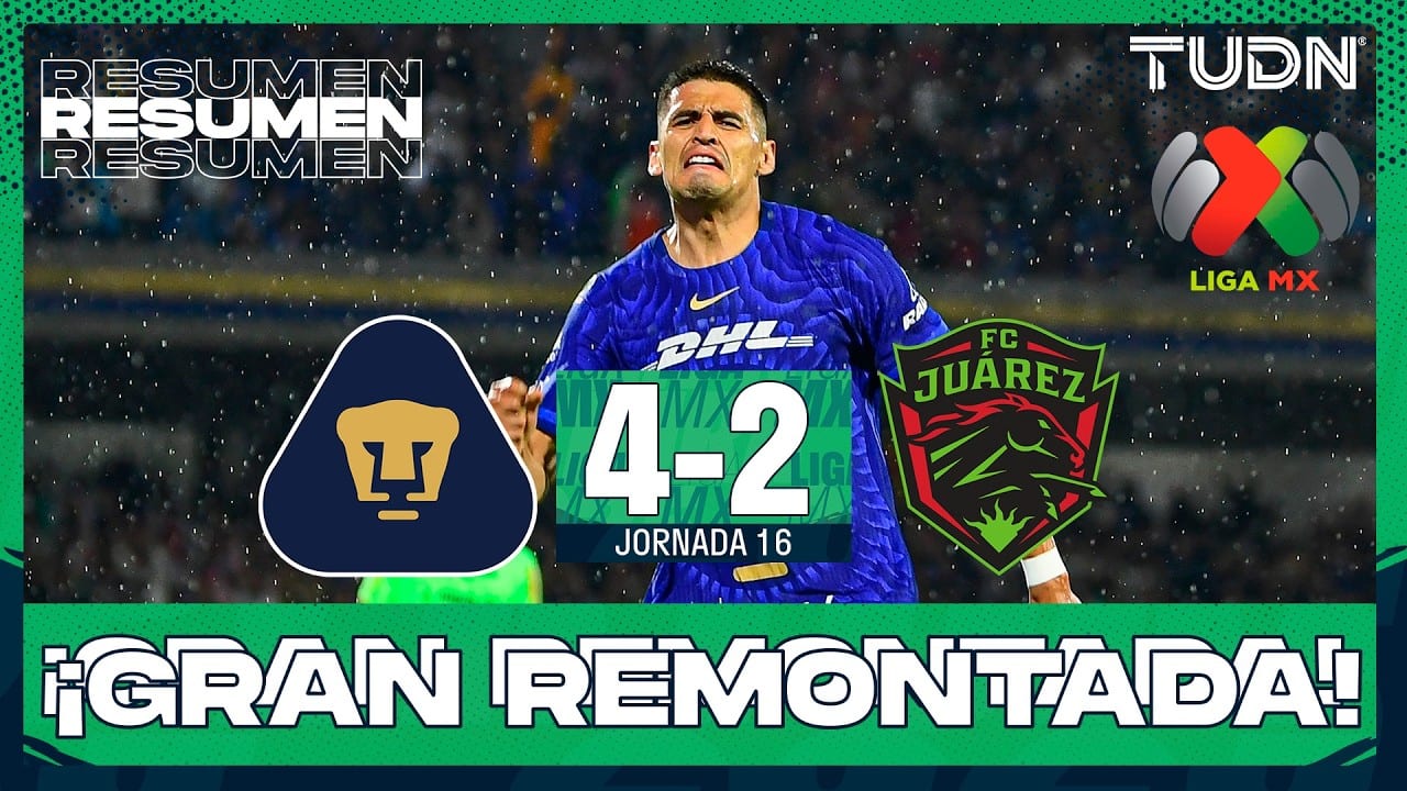 Miniatura del vídeo «Resumen y goles - Pumas vs Juárez | Liga MX - Jornada 16 Clausura 2026 | TUDN»