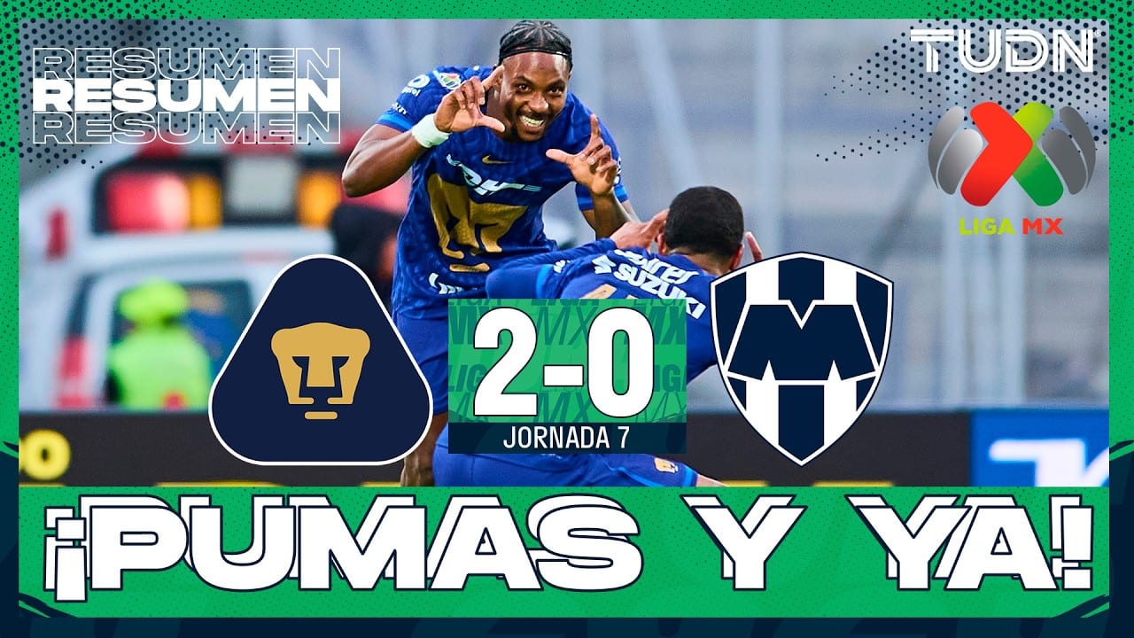 Miniatura del vídeo «Resumen y goles - Pumas vs Monterrey | Liga MX - Jornada 7 Clausura 2026 | TUDN»