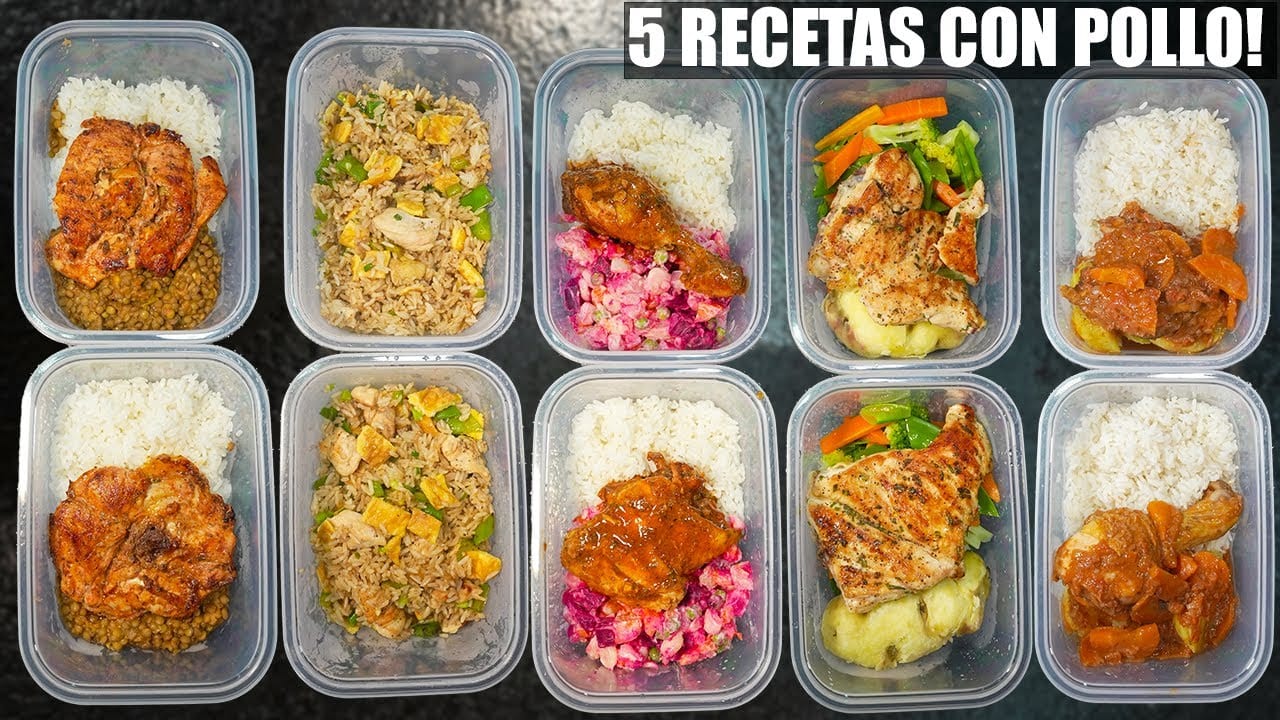 Miniatura del vídeo «Asi preparo mi comida para una semana! 5 Recetas con pollo faciles y economicas | Abelca»
