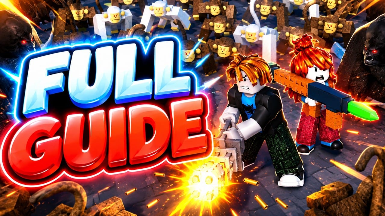 Miniatura del vídeo «Survive a Million Monkeys GUIDE! (Best Classes, Weapons, Tips &amp; Tricks) ROBLOX»