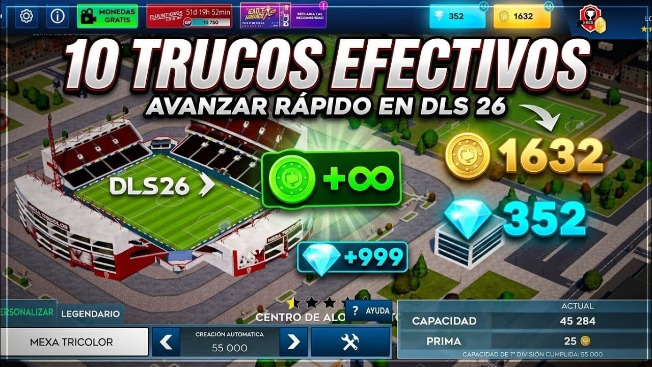 Miniatura del vídeo «10 TRUCOS para AVANZAR RÁPIDO en DLS 26  ¡Mejora tu Equipo y Sube de División!»