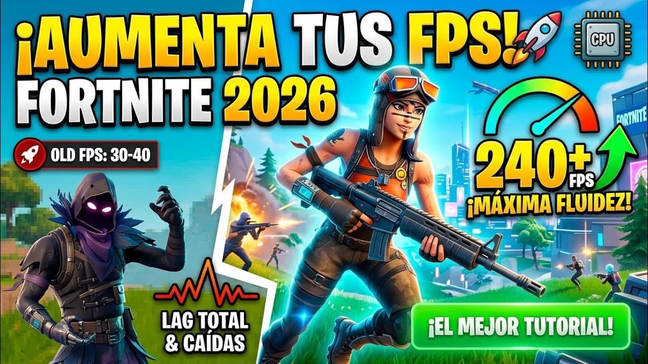 Miniatura del vídeo «✅LA MEJOR GUIA DE OPTIMIZACION🔧 PARA AUMENTAR +200 FPS🚀 EN FORTNITE 2026👈 PC 💎»