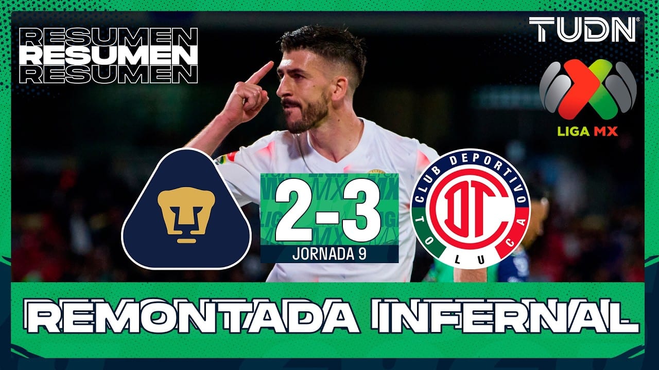 Miniatura del vídeo «Resumen y goles - Pumas vs Toluca | Liga MX - Jornada 9 Clausura 2026 | TUDN»